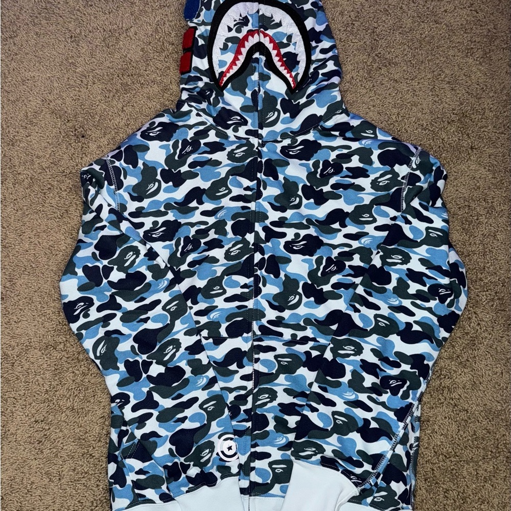 Bape Blue Camo Shark Hoodie